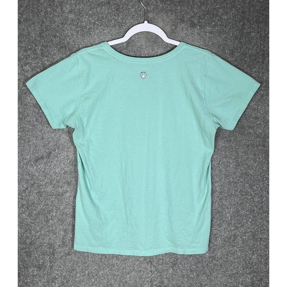 Life Is Good Classic Fit V-Neck FIND YOUR ANCHOR Top Womens Size Large Turquoise - Picture 2 of 16